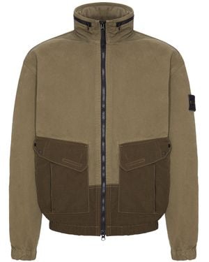 Stone Island Cotton Jacket With Badge - Green