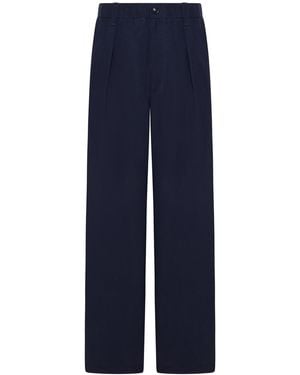 Giorgio Armani Wide-Leg Tailored Linen Trousers - Blue