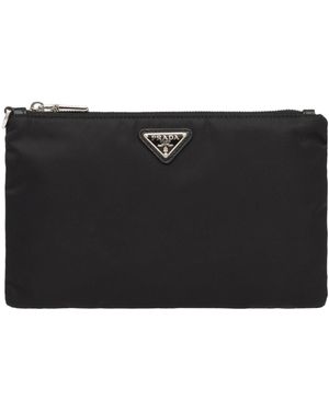 Prada Re-Nylon And Saffiano Pouch - Black