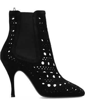 Alaïa Alaïa Suede Heel Ankle Boots - Black