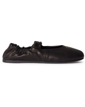 Miu Miu Nappa Ruched Ballet Flats - Black