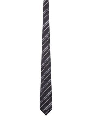 Tom Ford Silk Tie With Diagonal Stripes - White
