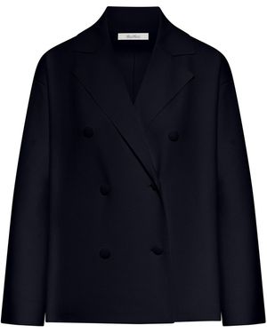 Max Mara Pure Double-breasted Viscose Crepe Jacket - Blue