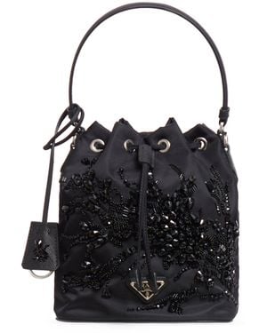 Prada Mini Bag In Re-nylon With Embroidery - Black