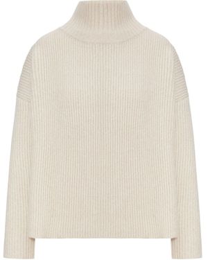 Max Mara Ribbed Wool Turtleneck Sweater - White