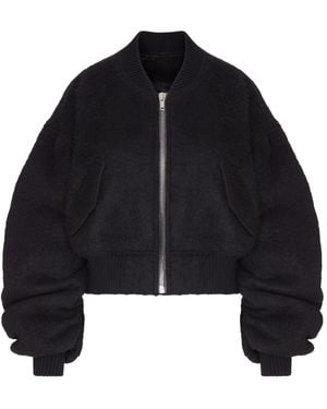 Rick Owens Cropped Alpaca Wool Bomber Jacket With Zip - Blue