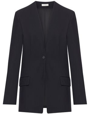 TOTEME Single-Breasted Wool Blend Blazer - Blue