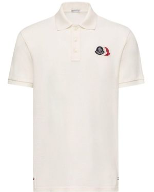 Moncler Cotton Piquet Polo Shirt With Logo Patch - White