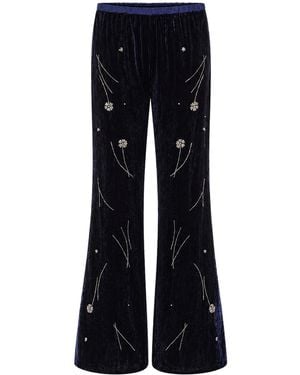 forte_forte Embroidered Velvet Pants - Blue
