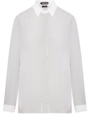 Tom Ford Silk Crêpe De Chine Shirt With Diamond Print - White