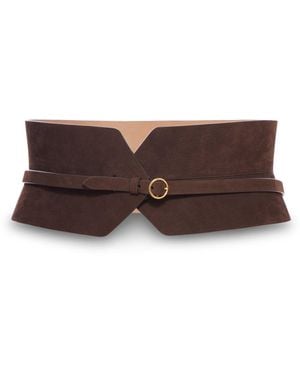 Alaïa Wide Panel Leather Belt - Brown