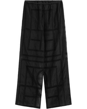 TOTEME Semi-transparent Silk Trousers With Monogram - Black