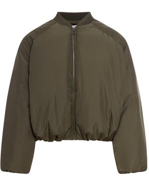 Loewe Leather-Trimmed Padded Shell Bomber Jacket - Green