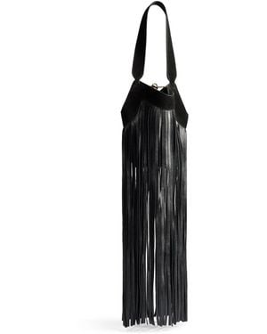 KHAITE Nano Lotus Fringed Tote Bag - Black