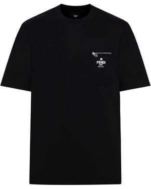 Fendi Cotton T-Shirt With Print - Black