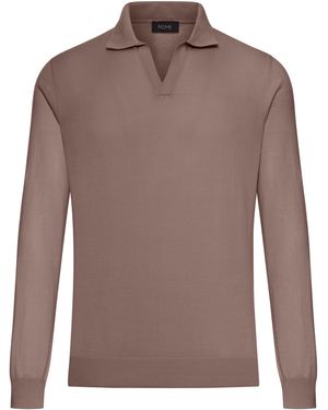 Nome G Cotton Knitted Tennis Polo - Brown