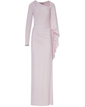 Self-Portrait Long Draped Jersey Dress - Pink