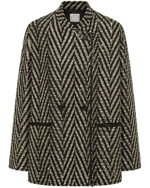 forte_forte Chevron Jaquard Over-jacket - Black
