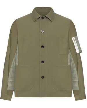 Sacai Cotton Jacket With Nylon Details Applied - Green