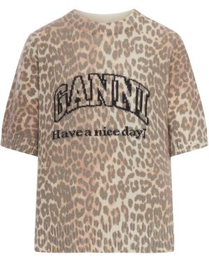 Ganni T-shirt in misto lana - Neutro