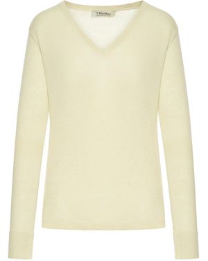 Max Mara Maglia in lino con scollo a v - Neutro