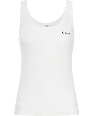 Chloé Cotton Tank Top - White