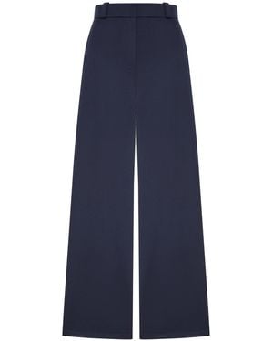 Giorgio Armani Wide-Leg Wool Tuxedo Pants Without Pleats - Blue