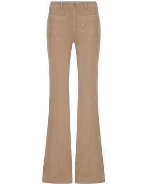 The Seafarer Corduroy Flared Pants With Patch Pockets - Natural