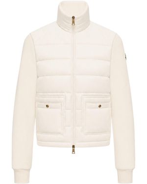 Moncler Cotton Zip-Up Sweatshirt With Nylon Front - White