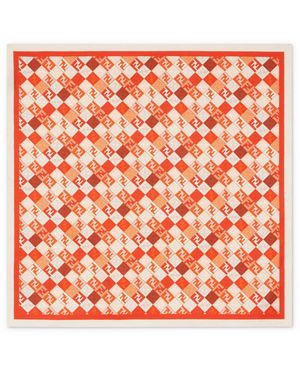 Fendi Foulard En Soie À Carreaux - Orange