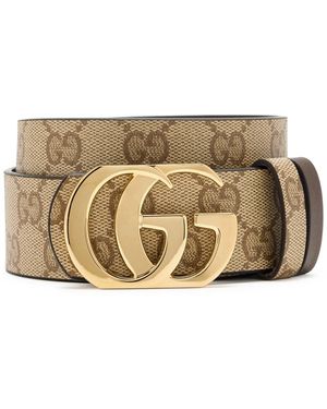 Gucci Reversible Cut Gg Marmont Belt - Natural