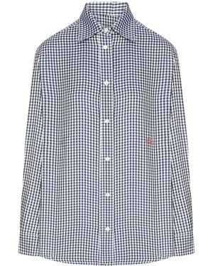 Loewe Checked Silk Twill Shirt With A Contrasting Micro-Pattern - Blue