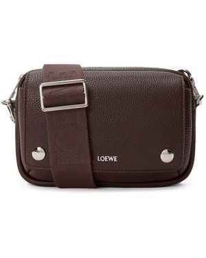 Loewe Borsa messenger pebble piccola in morbida pelle di vitello granata - Marrone
