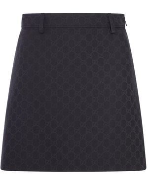 Gucci Minigonna in misto cotone gg - Blu