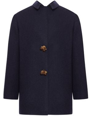 Prada Shetland Wool Jacket With Jewel Buttons - Blue