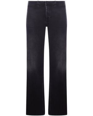 Gucci Pantalone in denim di cotone con nastro web - Blu