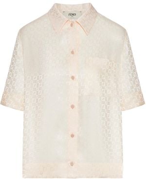 Fendi Camicia a mezze maniche in seta - Bianco