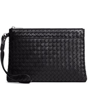 Bottega Veneta Pochette in pelle di vitello intrecciato - Nero