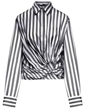 Sportmax Palmizi Cropped Cotton Shirt With Front Knot - Black