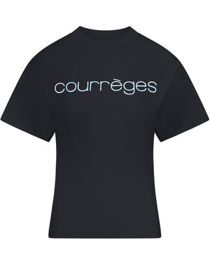 Courreges Cotton T-Shirt With Print - Black