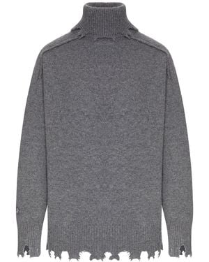 The Seafarer Distressed Turtleneck Sweater - Gray