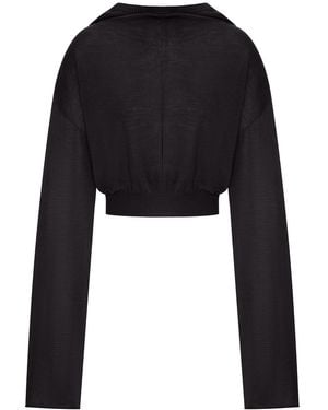 Rick Owens Maglia cropped in maglia con cappuccio - Nero
