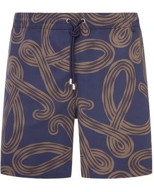 Loewe Swimsuit In Technical Fabric With All-over Anagram Print - Blue