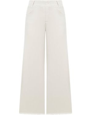 Transit Wide Leg Trousers With Raw Cut At The Bottom In Viscose And Stretch Cotton - White