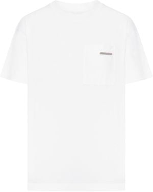 Tシャツ・カットソー Brunello Cucinelli White Cotton T-Shirt With Shiny Pocket Brunello Cucinelli White cotton t-shirt with shiny pocket
