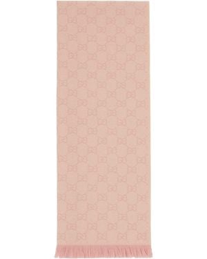 Gucci Gg Wool Scarf - Pink