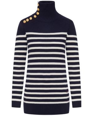 The Seafarer Striped Turtleneck Sweater - Blue