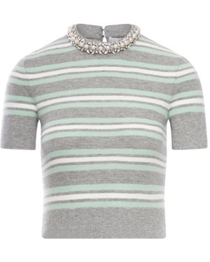 Self-Portrait Maglia di lana a righe - Grigio