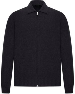 Nome G Cashmere Jacket With Zip - Blue