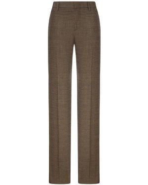 Etro Tailored Checked Pants With Feather Detail - Brown